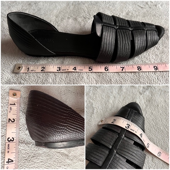 Vince Neves D'orsay Structured Leather Contemporary Woven Flats Black Sz 7 - Picture 14 of 14